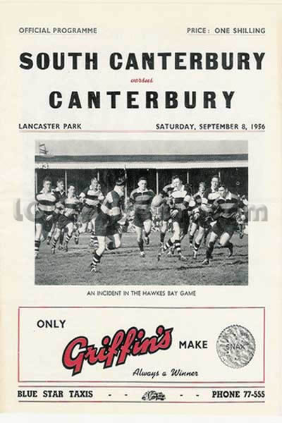 1956 Canterbury v South Canterbury  Rugby Programme
